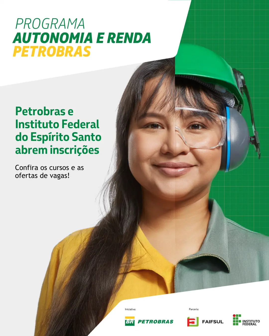 Imagem de um folder com texto divulgando inscrições abertas para curso do Programa Autonomia e Renda no IFES.